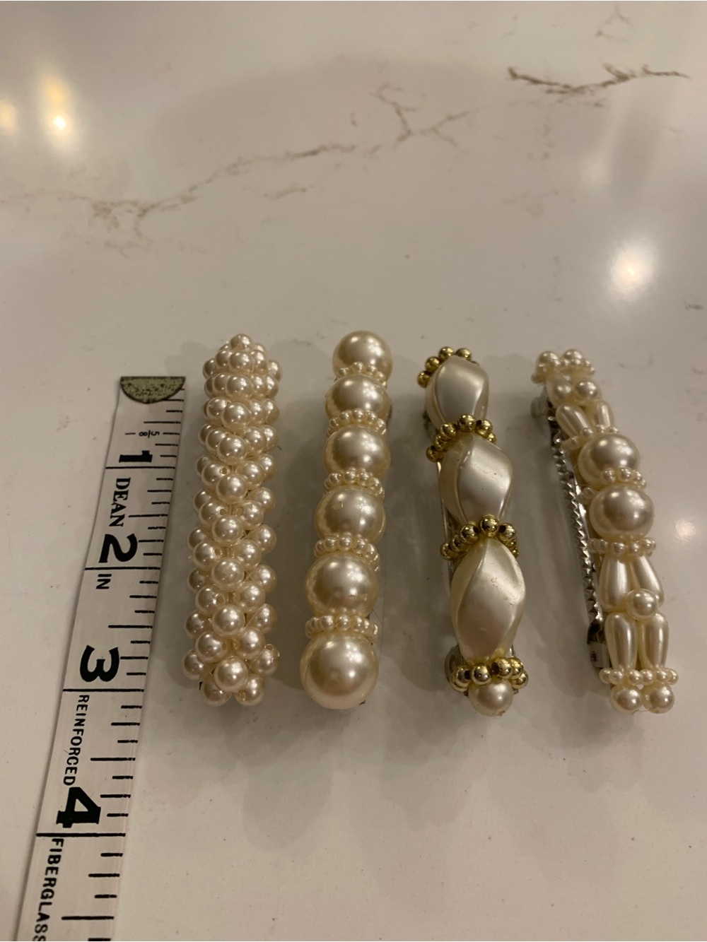 Vintage Hair Clips Set Of (4)  Fancy Beaded Hair Barrettes 3”  estimated late - Picture 5 of 6